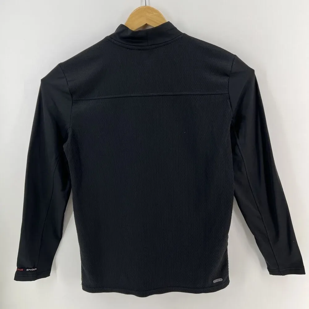 SPYDER Performance Long Slv Mock Neck Pullover Top Grayish Black Sz Estimated L